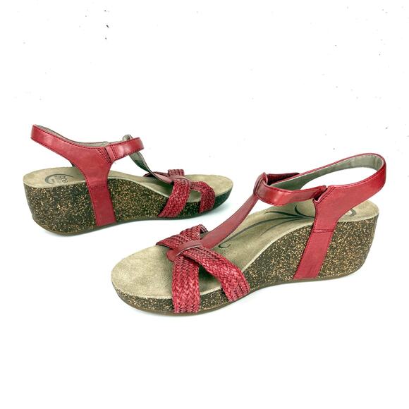 Abeo Womens Urmy Wedge Sandals Leather Blend Upper Ankle Strap Red Size 10 - Picture 10 of 11